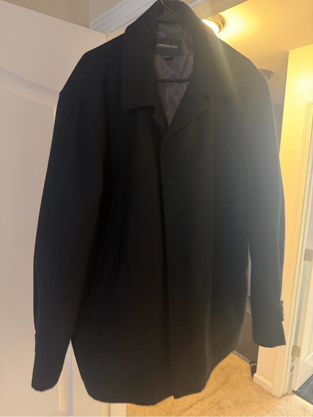 London Fog Men's Black Wool Pea Coat